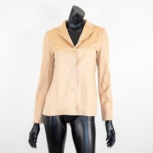 Luciano Barbera Women's 42 Wool Blazer Jacket in Beige